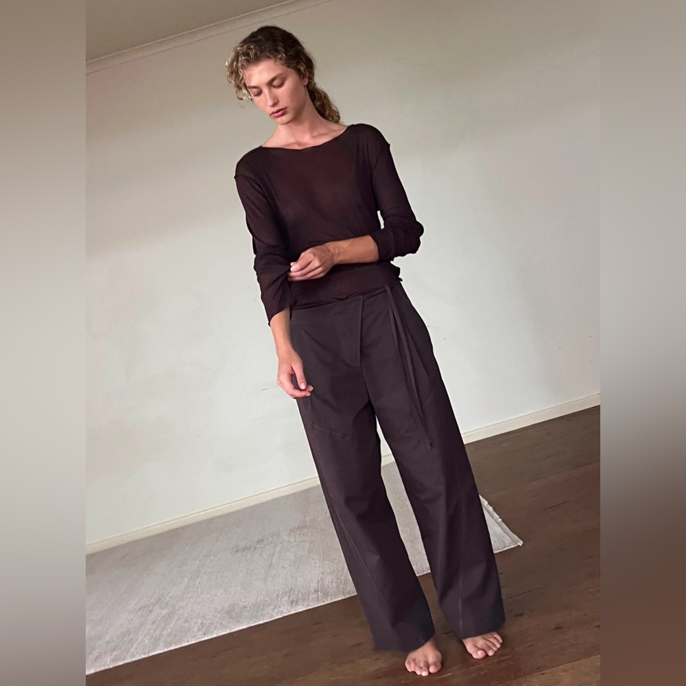DEIJI Studios Flag Tie Pant Dark Brown Medium